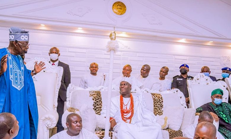 2023: Tinubu pays homage to Ooni, Aromolaran in continuation of ...